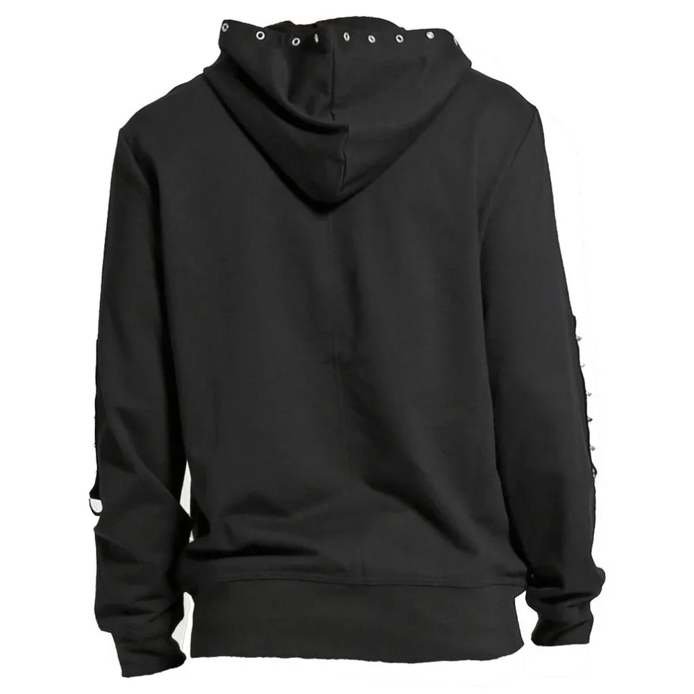 New Gothic Military Band Black Punk Rock Jacket for Men Vintage Hooded Jacket - Picture 4 of 9
